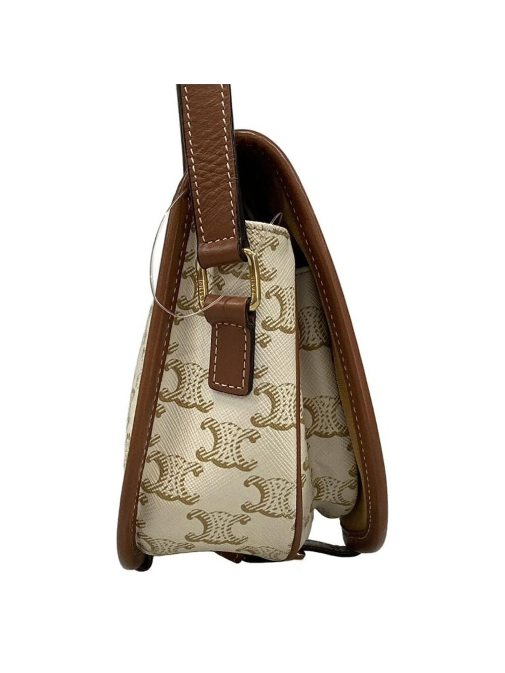 Celine Shoulder Bag Falco Midi Triomphe Canvas Ivory Beige Brown - Picture 2 of 15